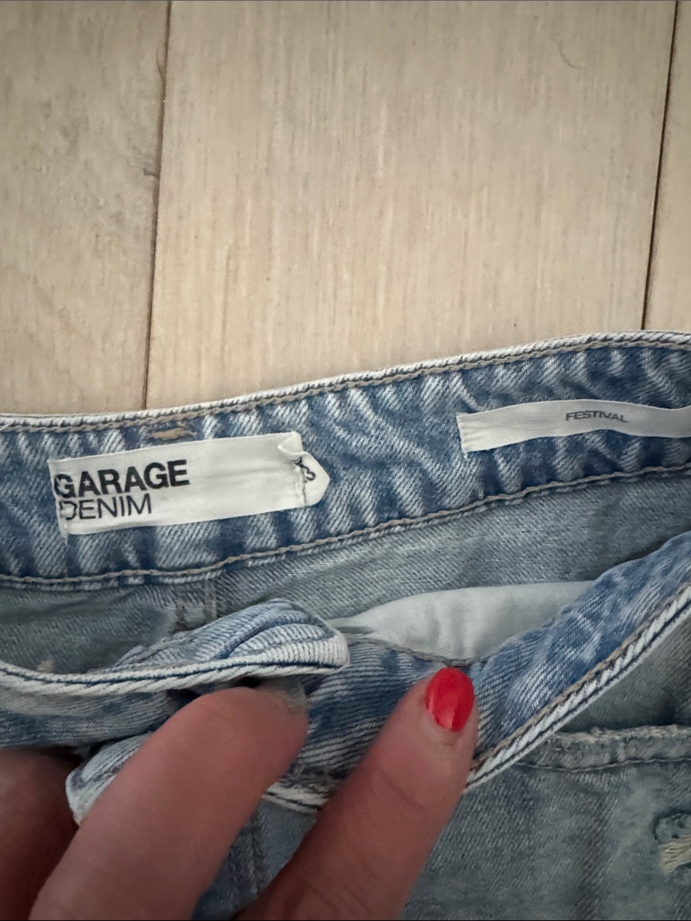Garage Light Blue Distressed Jean Shorts - Picture 2 of 3